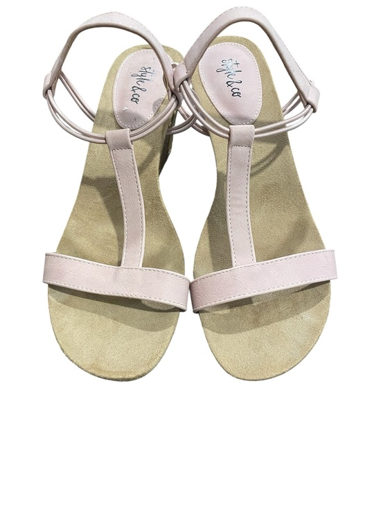 Style & Co. Shoes - Style & Co Pale Pink T-Strap Sandals with Ankle Strap Size 9.5